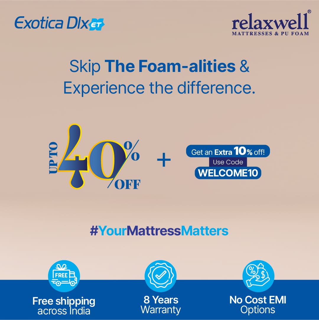 Exotica Dlx ET - Premium Comfort Memory Foam Mattress with Euro Top Finish - Double