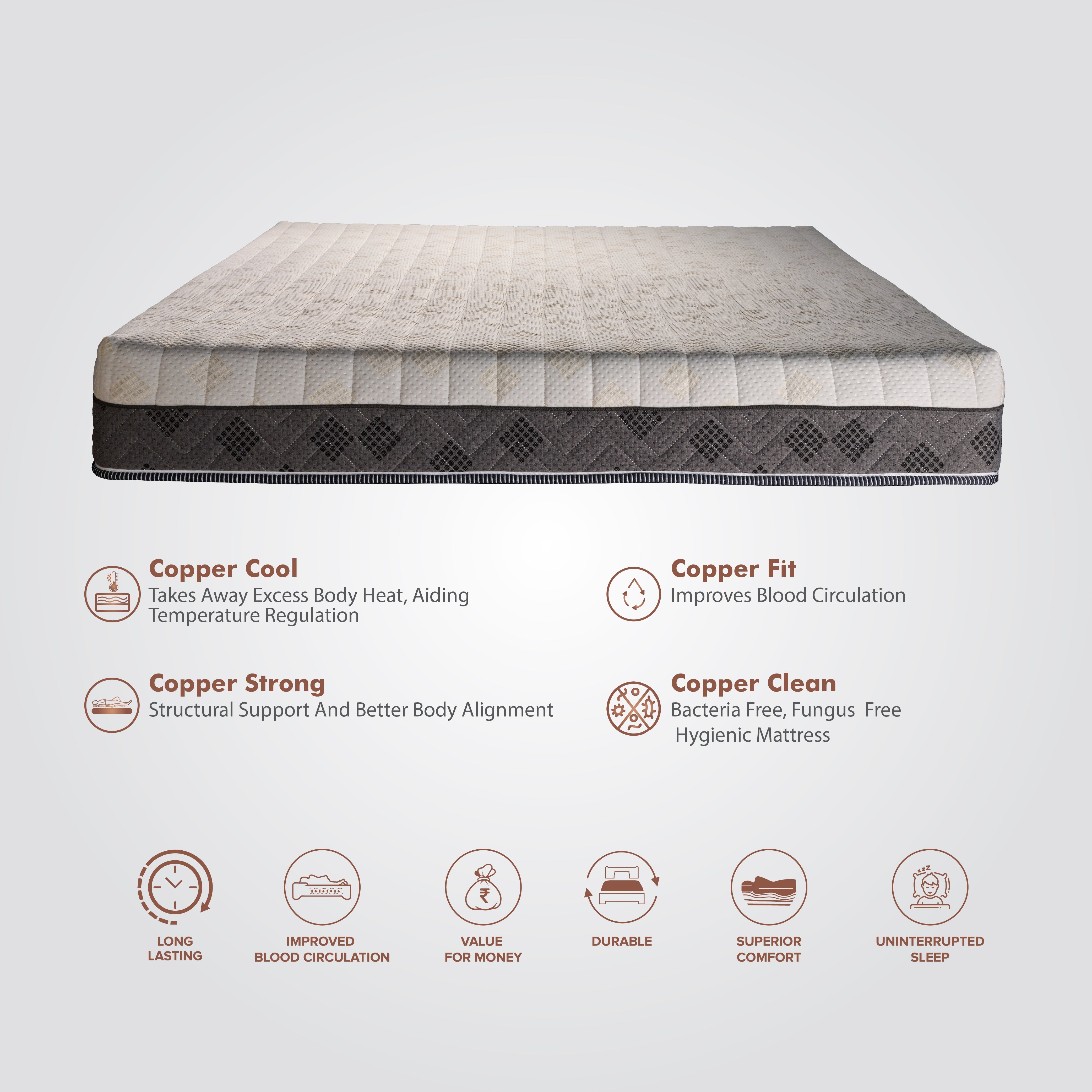 Anti Microbial Copper Infused Foam Custom Mattress In India