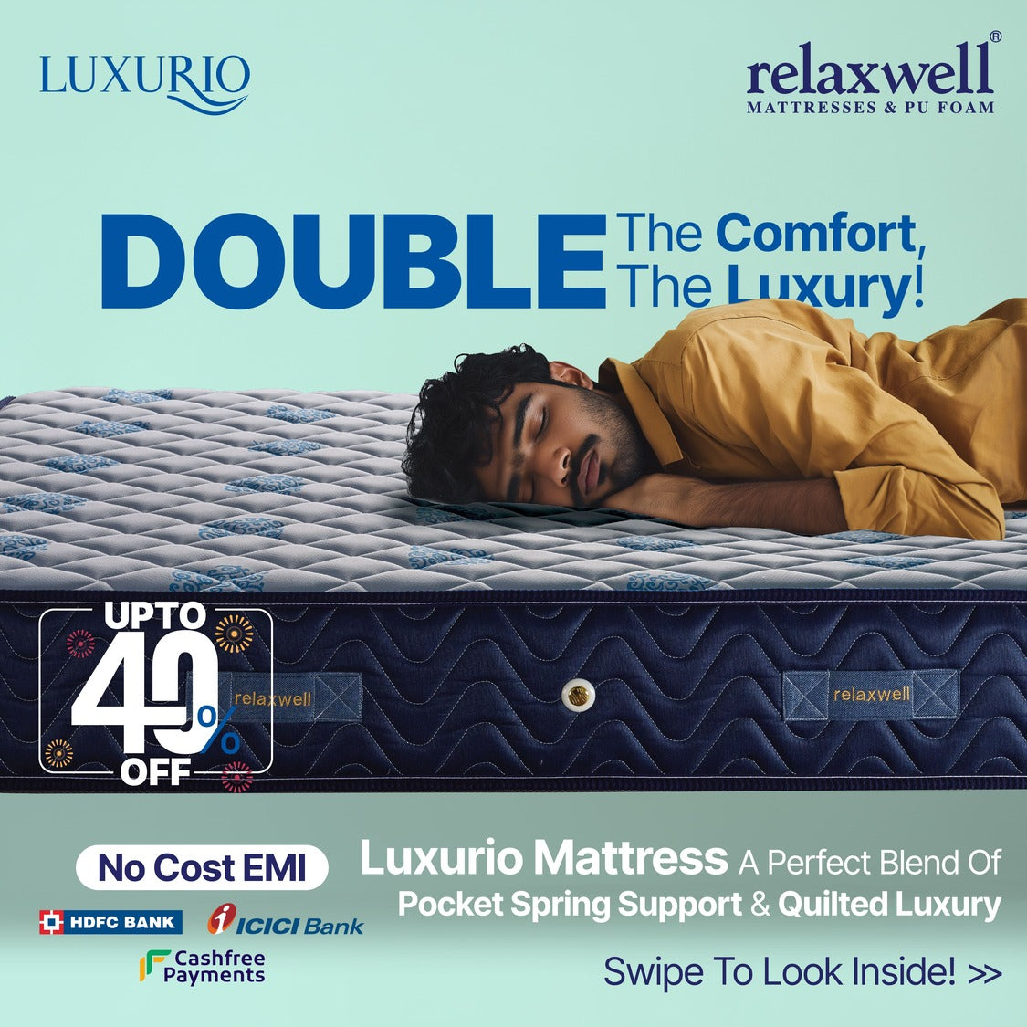 Luxurio - Premium Comfort Pocketed Spring Mattress - Double